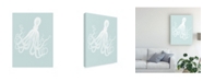 Trademark Global Fab Funky White Octopus on Seafoam E Canvas Art - 15.5" x 21"